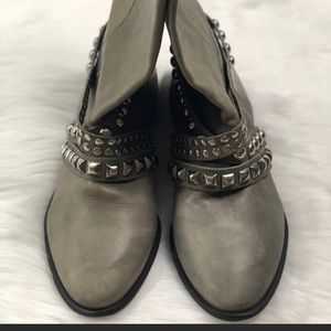 Leather Studded Ankle Boots